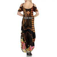 Personalised Hawaii Summer Maxi Dress Pray For Maui Hawaiian Plumeria Be Strong Gold Verison - Wonder Print Shop