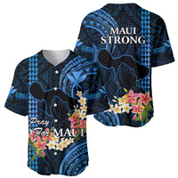 Hawaii Baseball Jersey Pray For Maui Hawaiian Plumeria Be Strong Blue Verison - Wonder Print Shop