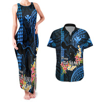 Hawaii Couples Matching Tank Maxi Dress and Hawaiian Shirt Pray For Maui Hawaiian Plumeria Be Strong Blue Verison - Wonder Print Shop