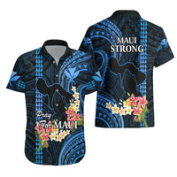 Hawaii Hawaiian Shirt Pray For Maui Hawaiian Plumeria Be Strong Blue Verison - Wonder Print Shop