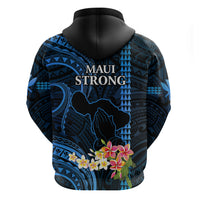 Hawaii Hoodie Pray For Maui Hawaiian Plumeria Be Strong Blue Verison - Wonder Print Shop
