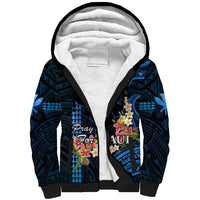 Hawaii Sherpa Hoodie Pray For Maui Hawaiian Plumeria Be Strong Blue Verison - Wonder Print Shop