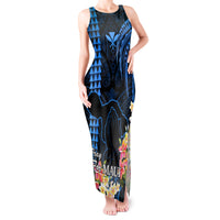 Hawaii Tank Maxi Dress Pray For Maui Hawaiian Plumeria Be Strong Blue Verison - Wonder Print Shop