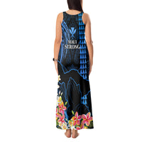 Hawaii Tank Maxi Dress Pray For Maui Hawaiian Plumeria Be Strong Blue Verison - Wonder Print Shop