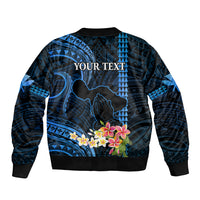 Personalised Hawaii Bomber Jacket Pray For Maui Hawaiian Plumeria Be Strong Blue Verison - Wonder Print Shop