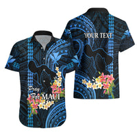 Personalised Hawaii Hawaiian Shirt Pray For Maui Hawaiian Plumeria Be Strong Blue Verison - Wonder Print Shop