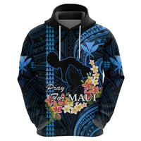 Personalised Hawaii Hoodie Pray For Maui Hawaiian Plumeria Be Strong Blue Verison - Wonder Print Shop