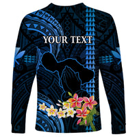 Personalised Hawaii Long Sleeve Shirt Pray For Maui Hawaiian Plumeria Be Strong Blue Verison - Wonder Print Shop