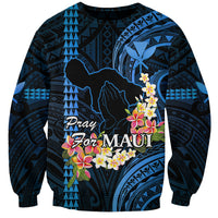Personalised Hawaii Sweatshirt Pray For Maui Hawaiian Plumeria Be Strong Blue Verison - Wonder Print Shop