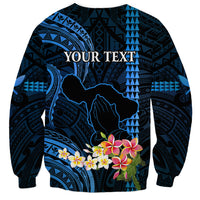 Personalised Hawaii Sweatshirt Pray For Maui Hawaiian Plumeria Be Strong Blue Verison - Wonder Print Shop