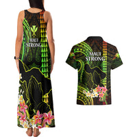 Hawaii Couples Matching Tank Maxi Dress and Hawaiian Shirt Pray For Maui Hawaiian Plumeria Be Strong Reggae Verison - Wonder Print Shop
