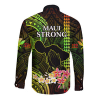 Hawaii Long Sleeve Button Shirt Pray For Maui Hawaiian Plumeria Be Strong Reggae Verison - Wonder Print Shop