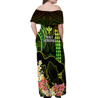 Hawaii Off Shoulder Maxi Dress Pray For Maui Hawaiian Plumeria Be Strong Reggae Verison - Wonder Print Shop