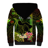 Hawaii Sherpa Hoodie Pray For Maui Hawaiian Plumeria Be Strong Reggae Verison - Wonder Print Shop