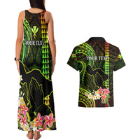 Personalised Hawaii Couples Matching Tank Maxi Dress and Hawaiian Shirt Pray For Maui Hawaiian Plumeria Be Strong Reggae Verison - Wonder Print Shop