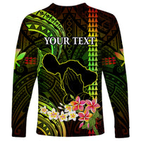 Personalised Hawaii Long Sleeve Shirt Pray For Maui Hawaiian Plumeria Be Strong Reggae Verison - Wonder Print Shop