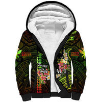 Personalised Hawaii Sherpa Hoodie Pray For Maui Hawaiian Plumeria Be Strong Reggae Verison - Wonder Print Shop