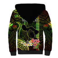Personalised Hawaii Sherpa Hoodie Pray For Maui Hawaiian Plumeria Be Strong Reggae Verison - Wonder Print Shop