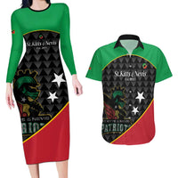 St Kitts and Nevis Cricket Custom Couples Matching Long Sleeve Bodycon Dress and Hawaiian Shirt 10th Anniversary Go Champions Patriots - Wonder Print Shop