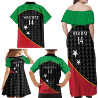 St Kitts and Nevis Cricket Custom Family Matching Off Shoulder Maxi Dress and Hawaiian Shirt 10th Anniversary Go Champions Patriots - Wonder Print Shop