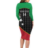 St Kitts and Nevis Cricket Custom Long Sleeve Bodycon Dress 10th Anniversary Go Champions Patriots - Wonder Print Shop