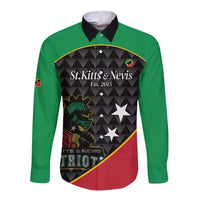 St Kitts and Nevis Cricket Custom Long Sleeve Button Shirt 10th Anniversary Go Champions Patriots - Wonder Print Shop
