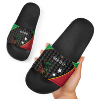 St Kitts and Nevis Cricket Custom Slide Sandals 10th Anniversary Go Champions Patriots - Wonder Print Shop