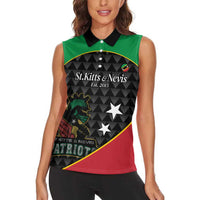 St Kitts and Nevis Cricket Custom Women Sleeveless Polo Shirt 10th Anniversary Go Champions Patriots - Wonder Print Shop