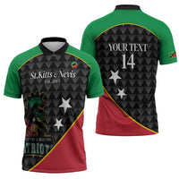 St Kitts and Nevis Cricket Custom Zipper Polo Shirt 10th Anniversary Go Champions Patriots - Wonder Print Shop
