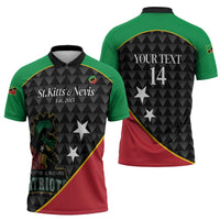 St Kitts and Nevis Cricket Custom Zipper Polo Shirt 10th Anniversary Go Champions Patriots - Wonder Print Shop