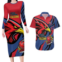 Antigua and Barbuda Cricket Custom Couples Matching Long Sleeve Bodycon Dress and Hawaiian Shirt Go Champions Falcons - Wonder Print Shop