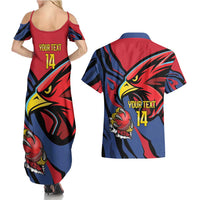 Antigua and Barbuda Cricket Custom Couples Matching Summer Maxi Dress and Hawaiian Shirt Go Champions Falcons - Wonder Print Shop