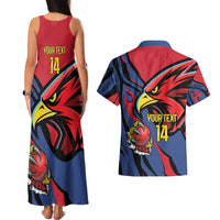 Antigua and Barbuda Cricket Custom Couples Matching Tank Maxi Dress and Hawaiian Shirt Go Champions Falcons - Wonder Print Shop