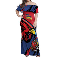 Antigua and Barbuda Cricket Custom Off Shoulder Maxi Dress Go Champions Falcons - Wonder Print Shop