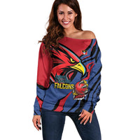 Antigua and Barbuda Cricket Custom Off Shoulder Sweater Go Champions Falcons - Wonder Print Shop