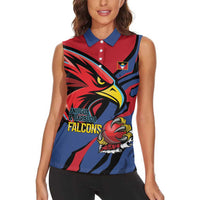 Antigua and Barbuda Cricket Custom Women Sleeveless Polo Shirt Go Champions Falcons - Wonder Print Shop