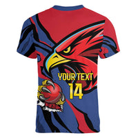 Antigua and Barbuda Cricket Custom Women V-Neck T-Shirt Go Champions Falcons - Wonder Print Shop
