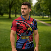 Antigua and Barbuda Cricket Custom Zipper Polo Shirt Go Champions Falcons - Wonder Print Shop