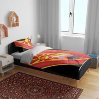Personalised Macedonia National Day Bedding Set New Sun of Liberty Waves Style - Wonder Print Shop