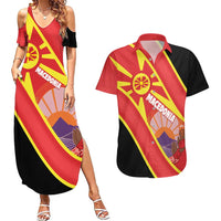 Personalised Macedonia National Day Couples Matching Summer Maxi Dress and Hawaiian Shirt New Sun of Liberty Waves Style - Wonder Print Shop