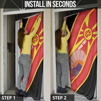 Personalised Macedonia National Day Door Cover New Sun of Liberty Waves Style - Wonder Print Shop
