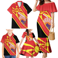 Personalised Macedonia National Day Family Matching Mermaid Dress and Hawaiian Shirt New Sun of Liberty Waves Style - Wonder Print Shop