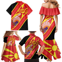 Personalised Macedonia National Day Family Matching Mermaid Dress and Hawaiian Shirt New Sun of Liberty Waves Style - Wonder Print Shop