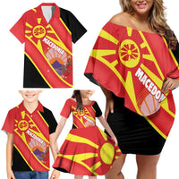 Personalised Macedonia National Day Family Matching Off Shoulder Short Dress and Hawaiian Shirt New Sun of Liberty Waves Style - Wonder Print Shop