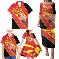 Personalised Macedonia National Day Family Matching Puletasi and Hawaiian Shirt New Sun of Liberty Waves Style - Wonder Print Shop