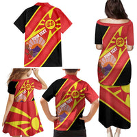 Personalised Macedonia National Day Family Matching Puletasi and Hawaiian Shirt New Sun of Liberty Waves Style - Wonder Print Shop
