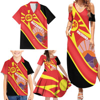 Personalised Macedonia National Day Family Matching Summer Maxi Dress and Hawaiian Shirt New Sun of Liberty Waves Style - Wonder Print Shop