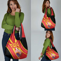 Personalised Macedonia National Day Grocery Bag New Sun of Liberty Waves Style - Wonder Print Shop