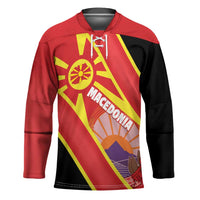 Personalised Macedonia National Day Hockey Jersey New Sun of Liberty Waves Style - Wonder Print Shop