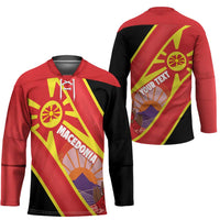 Personalised Macedonia National Day Hockey Jersey New Sun of Liberty Waves Style - Wonder Print Shop